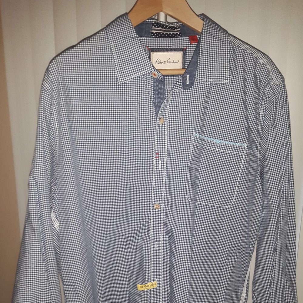 Robert Graham Gingham Check Shirt XXL Blue